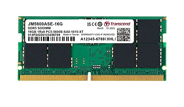 Transcend 16GB DDR5 5600 SO-DIMM 1Rx8 1.1V, RAM, Notebook