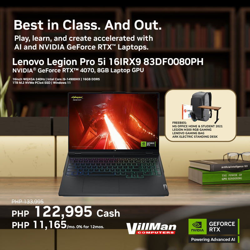 Lenovo Legion Pro 5i 16IRX9 83DF0080PH 16inch WQXGA IPS 500nits 240Hz | Intel Core i9-14900HX | 16GB RAM | 1TB SSD | NVIDIA GeForce RTX 4070 8GB | Windows 11 Home