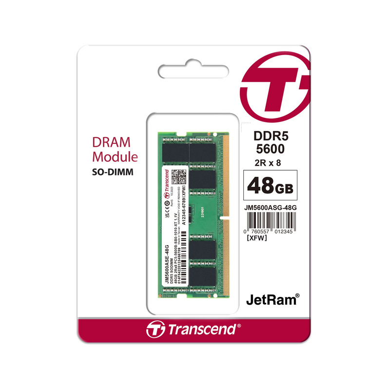 Transcend 48GB DDR5 5600 SODIMM (JM5600ASE-48G) Memory