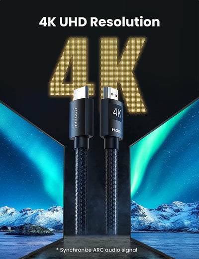 UGREEN 4K HDMI Male To Male Braided Cable 2m (Black) (HD119/40101)