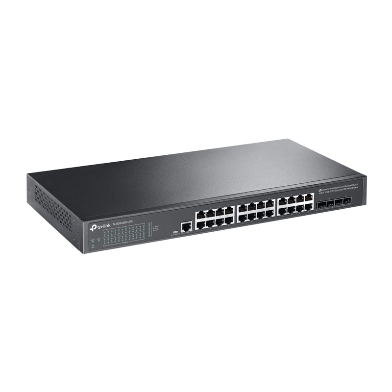 TP-Link TL-SG3428X-UPS JetStream 24-Port Gigabit L2+ Managed Switch with 4 10GE SFP+ Slots and UPS Power Supply