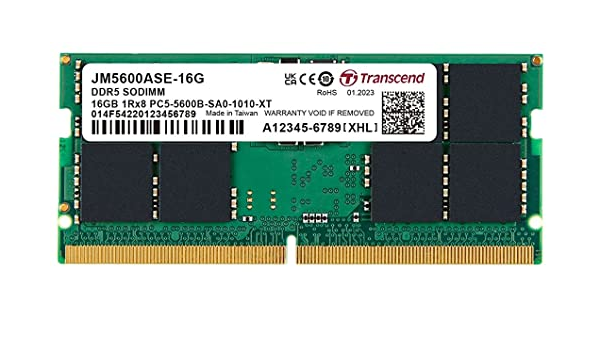 Transcend 16GB DDR5 5600 SODIMM JM5600ASE-16GB