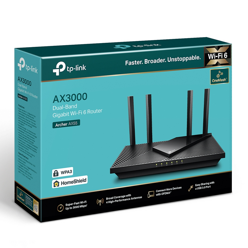 TP-Link Archer AX55 AX3000 Dual Band Gigabit Wi-Fi 6 Router