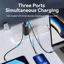 Vention FEB0-US 65W USB C 3 Ports GaN Wall Charger PD 3.0 Fast Charger USB C Power Adapter