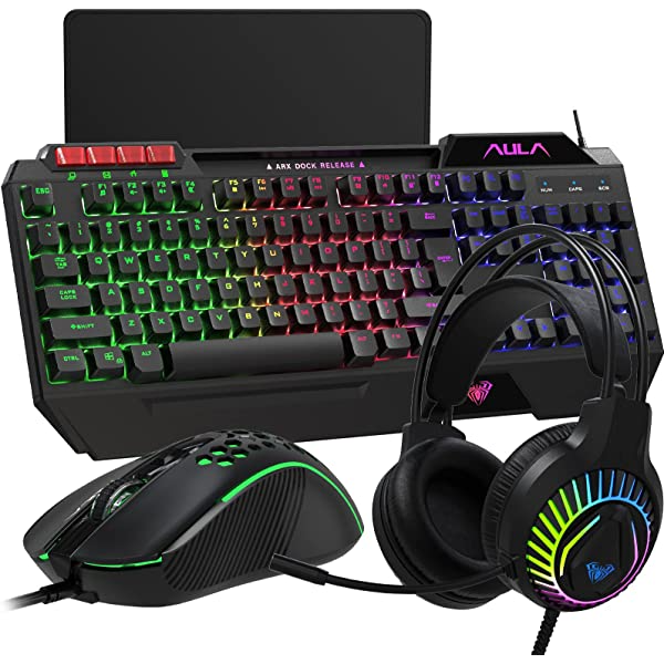 Aula T650 RGB Wired Gaming Keyboard, Mouse, Headset & Mousepad 4-in-1 Combo