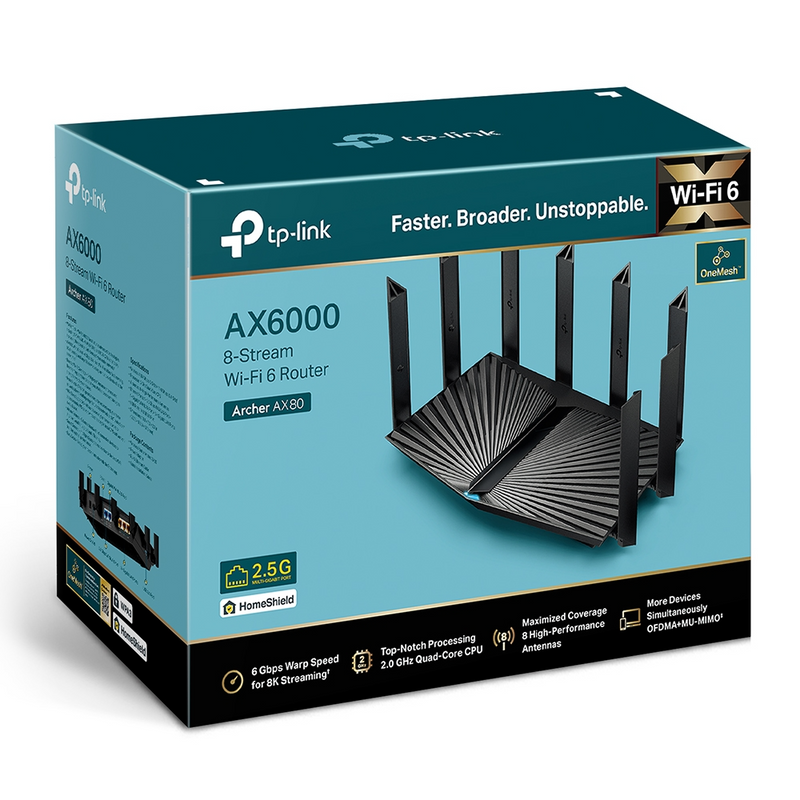 TP-Link Archer AX80 AX6000 8-Stream Wi-Fi 6 Router with 2.5G Port