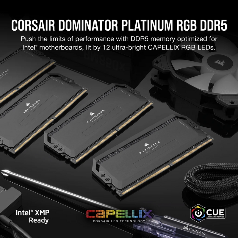 Corsair Dominator Platinum RGB 32GB (2x32GB) DDR5 DRAM 6600MT/s CL32 Desktop Memory