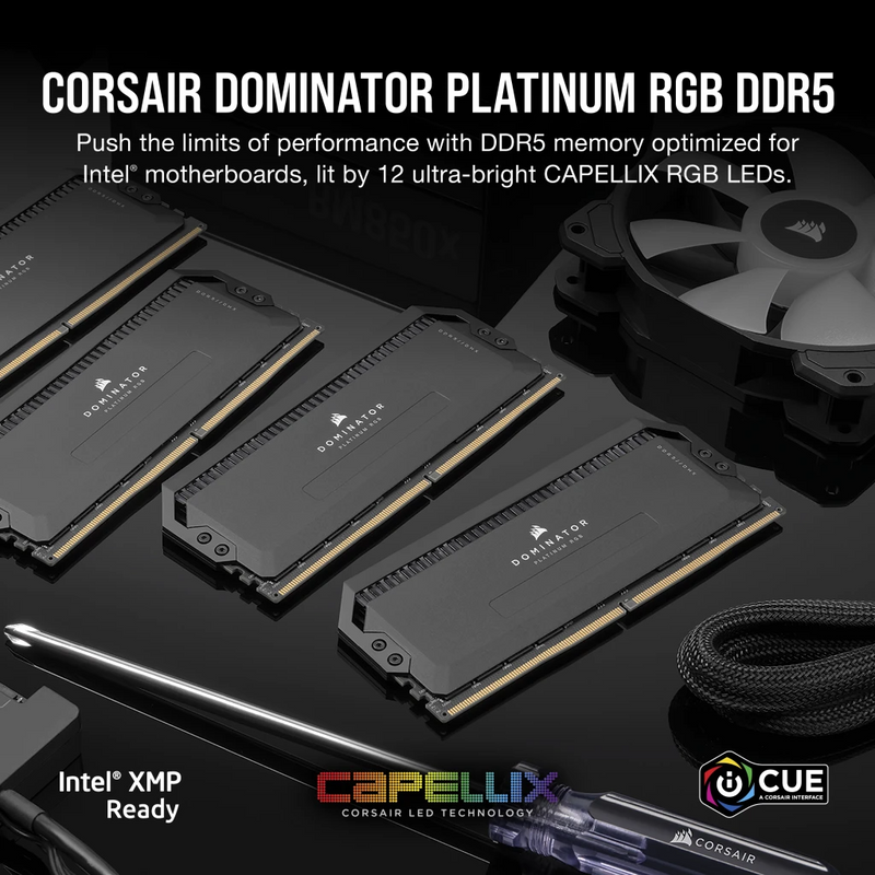 Corsair Dominator Platinum RGB 64GB (2x32GB) DDR5 DRAM 6600MT/s CL32 Desktop Memory
