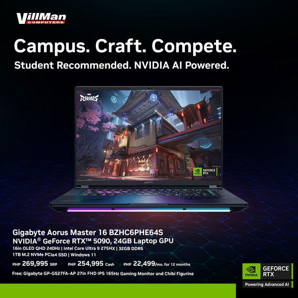 Gigabyte Aorus Master 16 BZHC6PHE64S | Intel Core Ultra 9 275HX | 16in OLED QHD | 32GB DDR5 RAM | 1TB SSD | NVIDIA GeForce RTX 5090 | Windows  11