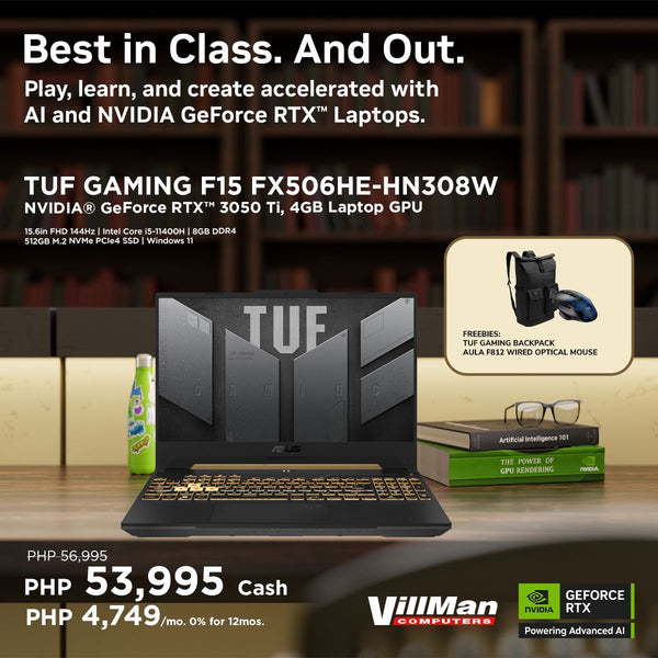 Asus TUF Gaming F15 FX506HE-HN308W 15.6inch FHD | Core i5-11400H | 8GB RAM | 512GB SSD | NVIDIA GeForce RTX 3050 Ti | Windows 11