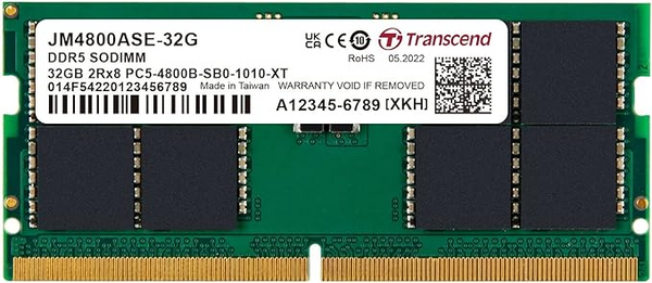 Transcend  32GB DDR5 5600 SODIMM 2RX8 2GX8 CL46 1.1V JM5600ASE