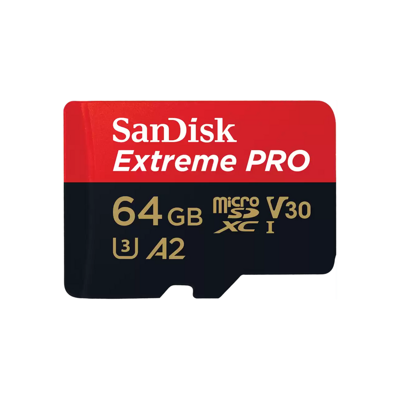 SanDisk 64GB EXTREME PRO MICROSDXC SDSQXCU-064G-GN6MA V30/U3/C10/A2/UHS-I 200MB/s R/90MB/S W/4X6