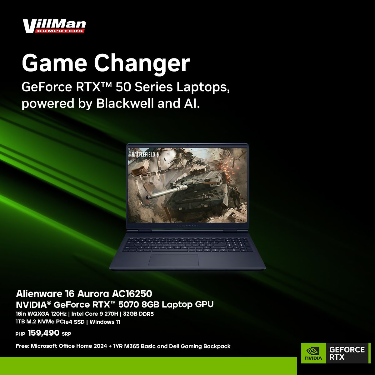 Alienware 16 Aurora AC16250 | 16in WQXGA | Intel Core 9 270H | 32GB DD